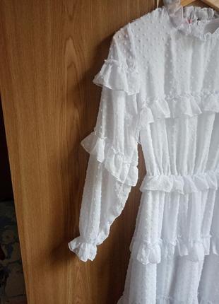 Белоснежное шифоновое платье. 🤍3 фото