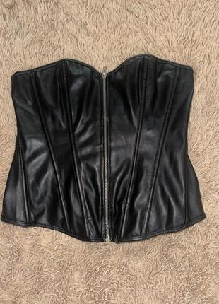 Кожаный корсет zara кожа