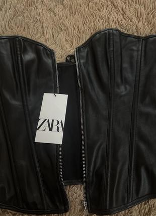 Кожаный корсет zara кожа