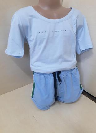 Летний спортивный костюм для девочки подростка топ шорты венгрия 146 - 1642 фото