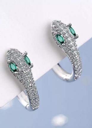 Серьги змеи серебро 925 покрытие