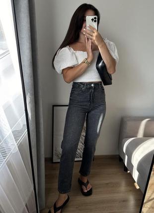 Джинсы серые графит джинсы zara mom s 36 m 38
