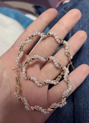 Сережки кольца жемчужные