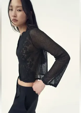 Трендовий в'язаний вкорочений кардиган/кофта оверсайз в вінтажному стилі з нових колекцій zara