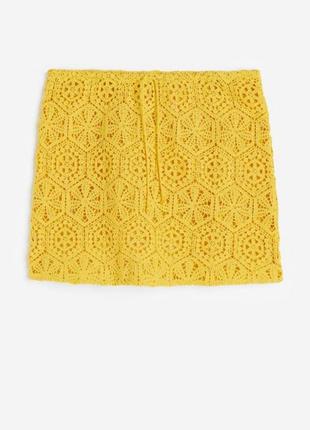 Ажурная спледница вязаная крючком h&m original new collection короткие споздние мini-спиднии вязаная спидница