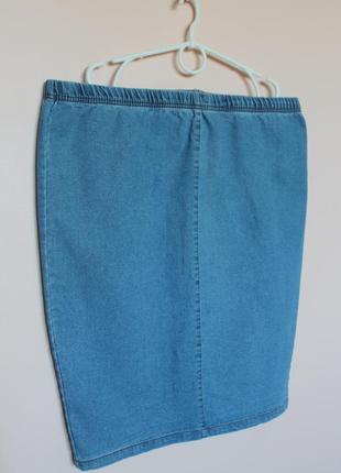 Блакитна джинсова спідниця-олівець, спідничка джинс батал, юбка-карандаш 56-58 р.