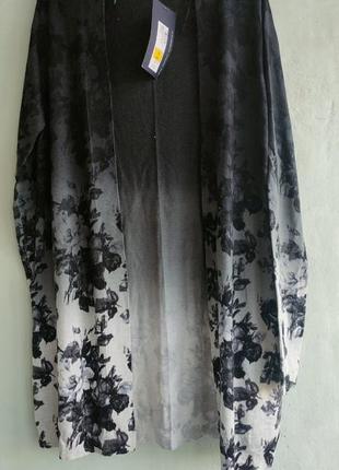 Новий тонованний кардиган в квітковий принт, з шовком та віскозою  marks & spencer 16 р