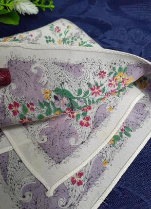Винтаж! 🌼🌿🌸 100% натуральный шелк платок паше платочек в кармане крепдешин полевые цветы носовой нагрудный7 фото