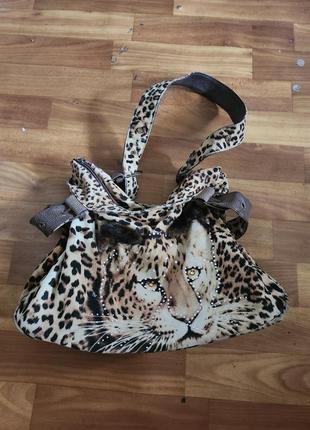 Вінтажна сумочка леопардова зі стразами вовняна лео принт у стилі y2k juicy couture playboy вінтаж 2000 стрази тигр