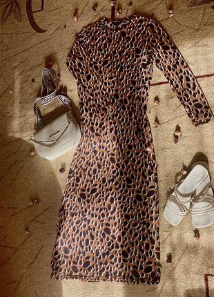 Платье миди у леопардовый принт
