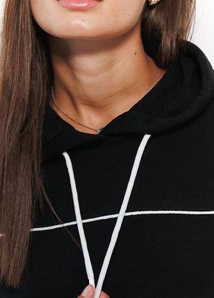 Жіноче худі чорне з білим кантом