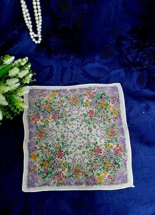 Винтаж! 🌼🌿🌸 100% натуральный шелк платок паше платочек в кармане крепдешин полевые цветы носовой нагрудный9 фото