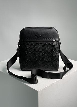 Coach houston relief print cow Worlds flight bag black, чоловіча шкіряна сумка мессенджер, мужская кожаная сумка