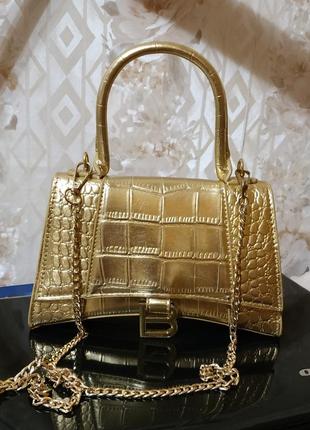 Сумка шкіряна в стилі balenciaga  gold4 фото