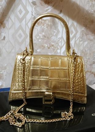 Сумка шкіряна в стилі balenciaga  gold3 фото