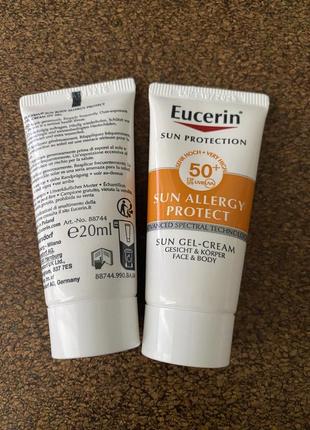 Eucerin  sun allergy protect spf 50+  сонцезахисний крем-гель для тіла з фактором уф-захисту spf 50 для шкіри, схильної до сонячної алергії