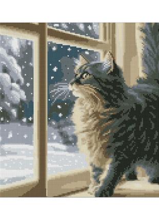 Алмазна мозаїка "снігоспад за вікном" ©art_selena_ua amo7801, 40х50 см1 фото
