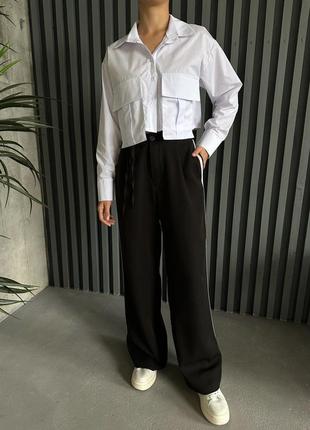 Брюки с лампасами и укороченная рубашка🔥👍 рубашка блуза блузка брюки штаны5 фото
