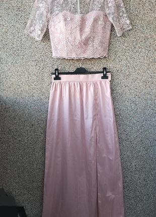 Класний костюм - топ ажурний і спідниця довга з розпіркою,  блуза, блузка і юбка