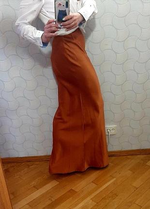 Новая атласная юбка макси1 фото