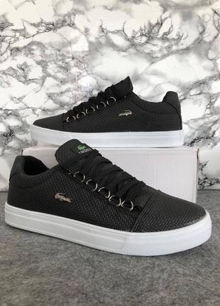 Кроссовки черно-белые кожаные, lacoste black-white4 фото