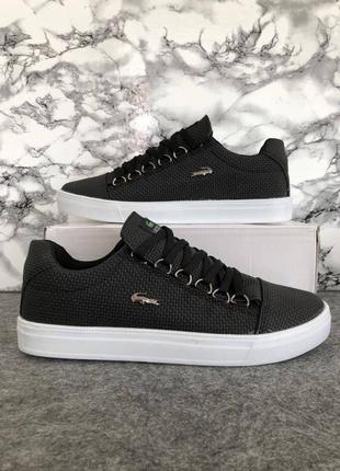 Кроссовки черно-белые кожаные, lacoste black-white6 фото