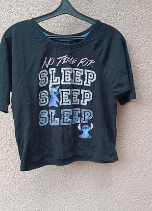 🔥 распродаж 83🔥 черная футболка десней стэчь no time for sleep disney stich