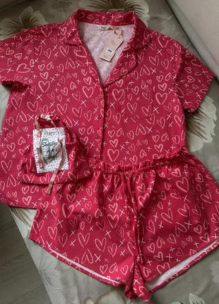 Піжама у сердечко фланелева boux avenue 16 (l-xl)