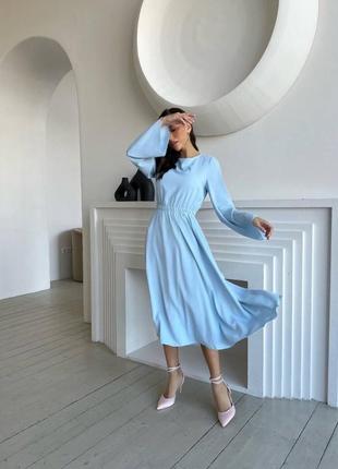 Платье вечернее миди свободного кроя с открытой спиной с завязками и гружными широкими...