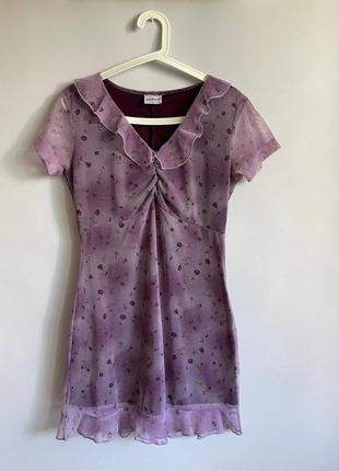 Платье короткое женское y2k летнее фиолетовое яркое6 фото