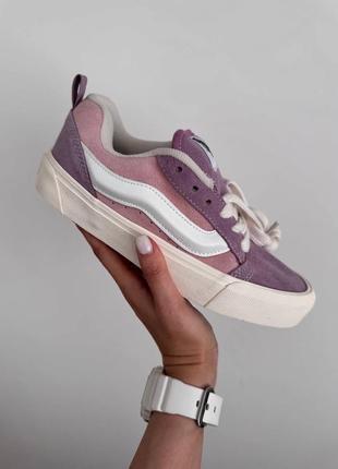 Жіночі кеди в стилі vans knu platform pink / lilac premium.