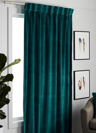 Велюровая штора, бархатная штора, бархат, ткань, изумрудная штора
