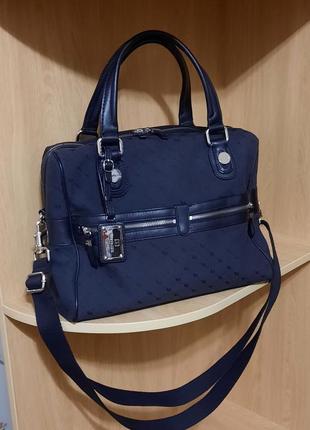 Сумка tommy hilfiger текстиль натуральна шкіра + брелок + плечовий ремінь