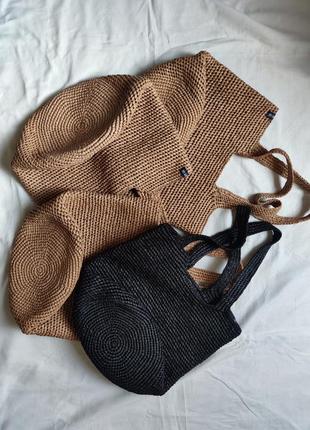 Сумка з рафії, авоська з рафії, солом'яна сумка, плетена торба, літня бежева сумка,...