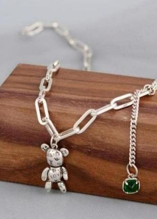 Цепочка чокер кулон серебро 🧸 🐻 teddy bear оригинальное украшение
