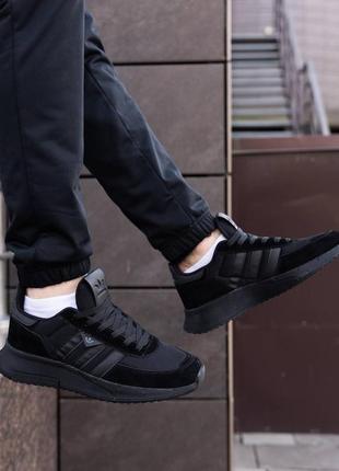 Кроссовки черные текстиль-замш, adidas black4 фото