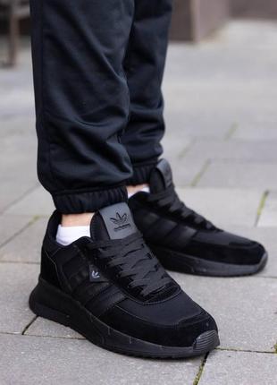 Кроссовки черные текстиль-замш, adidas black5 фото