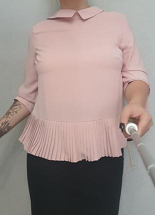 Розовая блуза с расклешенным низом 12-14/l- xl