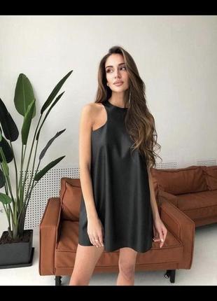 Платье мини эко кожа