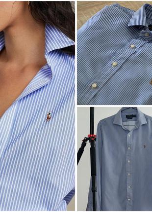 Сорочка polo long-sleeve Ralph Lauren Hemdkleid mit Bindegürtel in Schwarzweiß gestreift рубашка, голуба, у смужку, в полоску білу, синя блуза