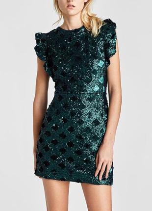 Короткое платье в блестках zara