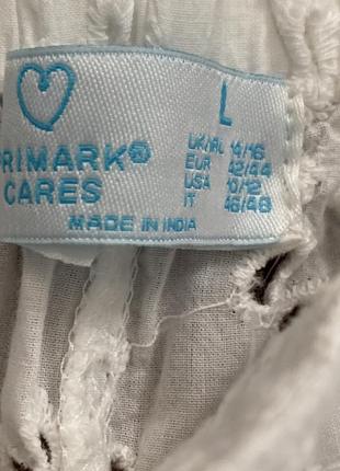 Нові білі бавовняні мереживні лаунж штани  primark cares l 14-16 uk2 фото