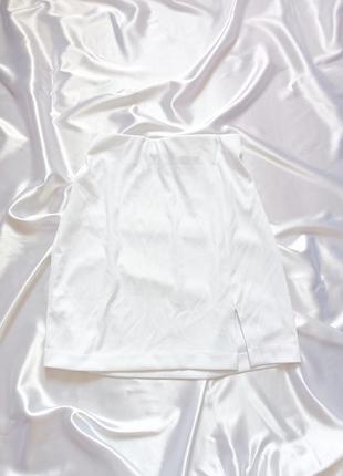 Белая юбка в рубчик мини с разрезом xs s h&amp;m2 фото