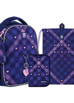 Kite школьный набор рюкзак пенал сумка set_k24-555s-1 check and hearts