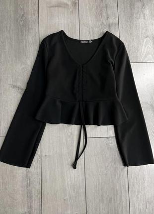 Чорна блуза сорочка boohoo