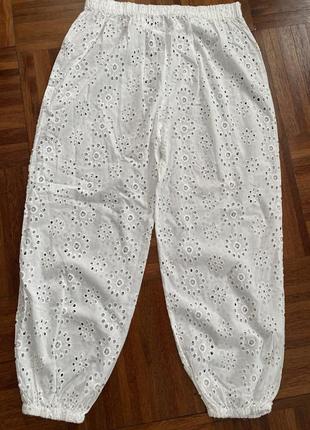 Нові білі бавовняні мереживні лаунж штани  primark cares l 14-16 uk6 фото