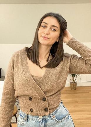 Кардиган zara, базовий кардиган, кардиган на ґудзиках, обʼємний кардиган, оверсайз кардиган укорочений, базовой кардиган зара