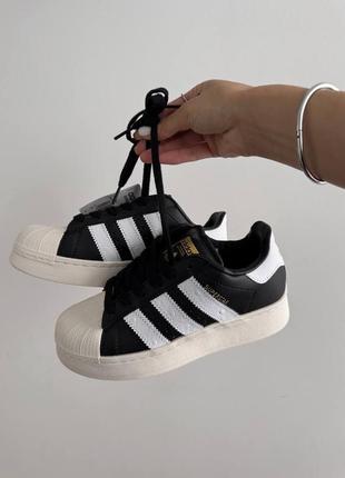 Женские кроссовки в стиле adidas superstar 2w black / white sole premium.6 фото