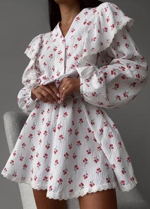 Костюм спідниця + блуза, 100% бавовна , білий колір в принт. заміри є нижче ❤️