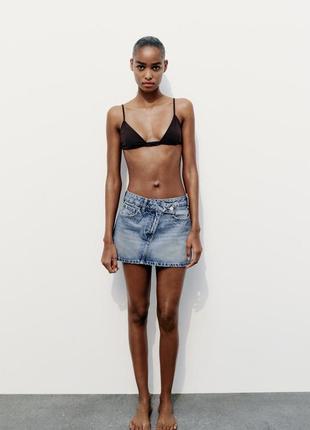 Джинсовая мини юбка zara m